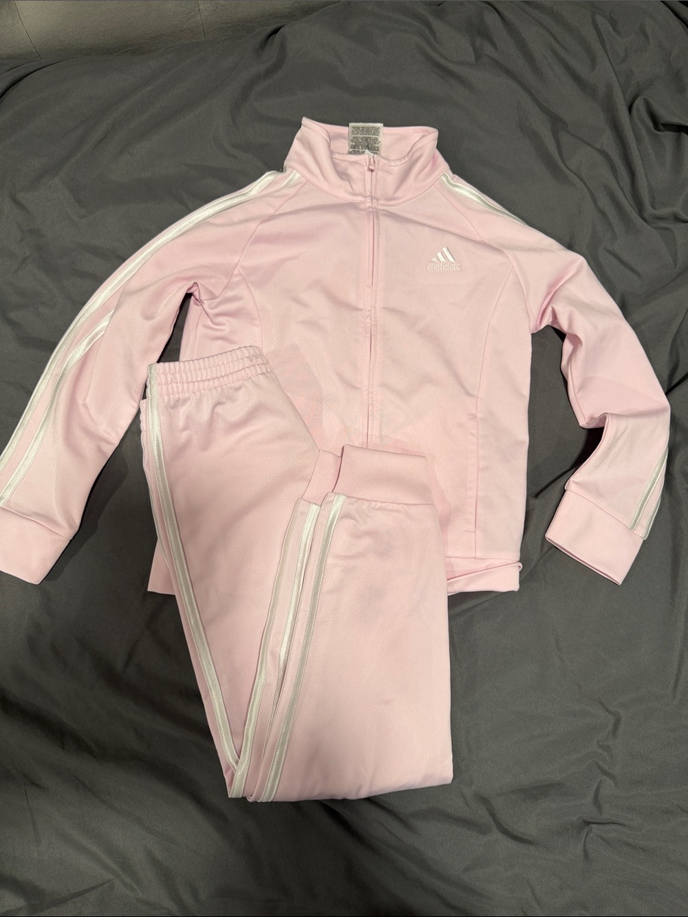 adidas Pink Track Jacket and Pants Set with White Stripes